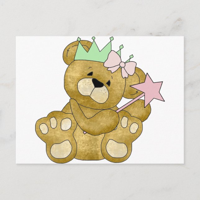 Personalised Princess Bear invitations & stickers (Front)