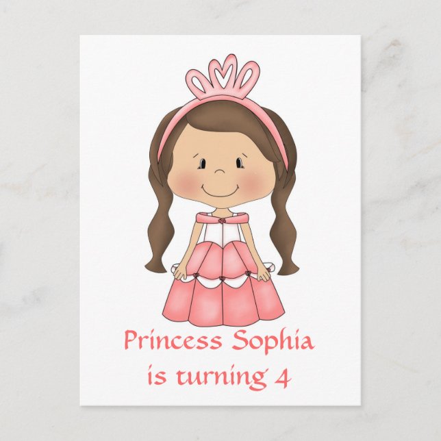 Personalised Princess birthday party invitations (Front)