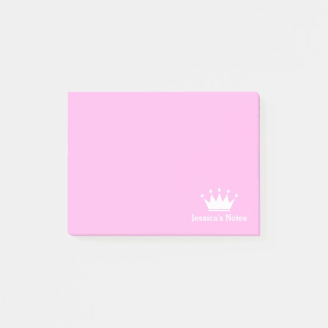 Personalised princess crown pink Post-it® notes (Front)