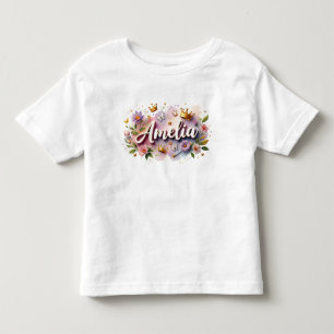 Personalised Princess Floral Kids T-Shirt