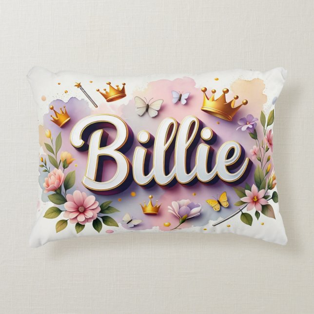 Personalised  Princess Floral Name  Decorative Cushion (Front)