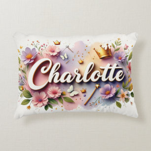 Personalised  Princess Floral Name  Decorative Cushion
