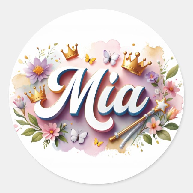 Personalised  Princess Floral Name Stickers (Front)