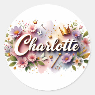 Personalised  Princess Floral Name Stickers 