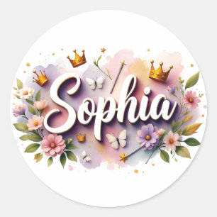Personalised  Princess Floral Name Stickers
