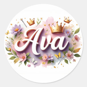 Personalised  Princess Floral Name Stickers 