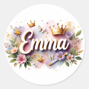 Personalised  Princess Floral Name Stickers 