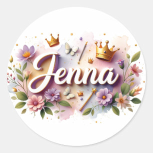 Personalised  Princess Floral Name Stickers 