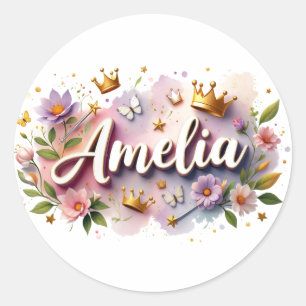 Personalised  Princess Floral Name Stickers 