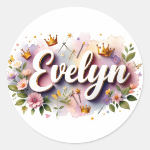 Personalised  Princess Floral Name Stickers 