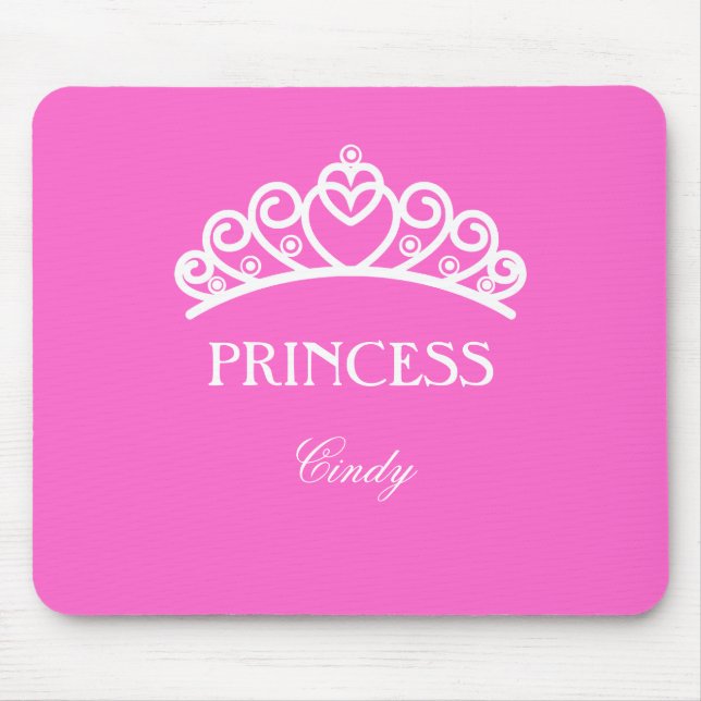 Personalised princess mousepad in pink with name (Front)