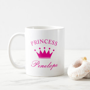 Personalised princess mug with crown and name