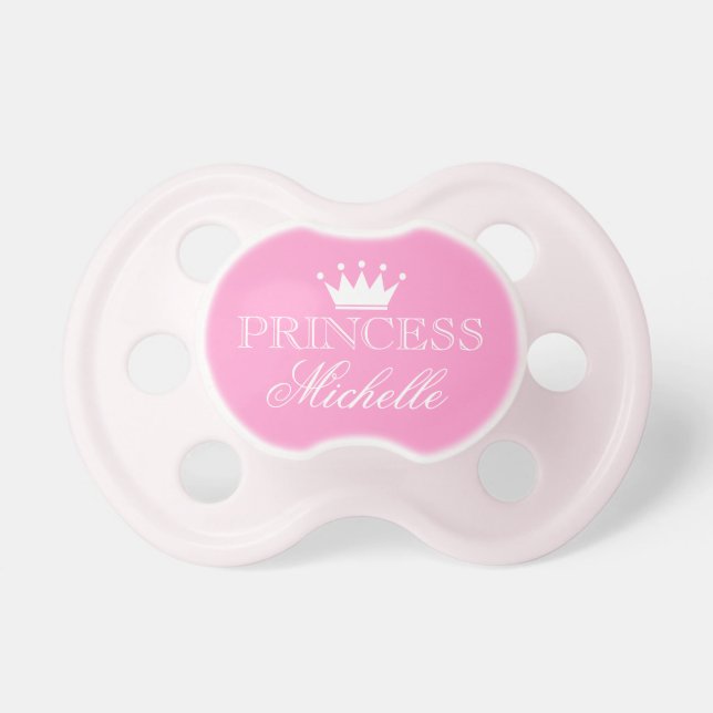 Personalised princess pacifier with name and crown (Front)