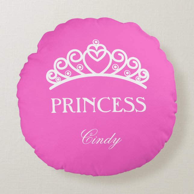 Personalised princess pillow in pink with name (Front)