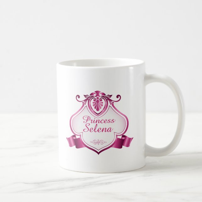 Personalised princess pink Mug with custom name. (Right)