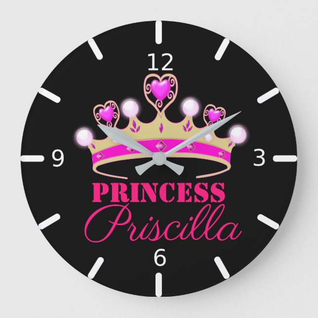 Personalised Princess Tiara Large Clock (Front)