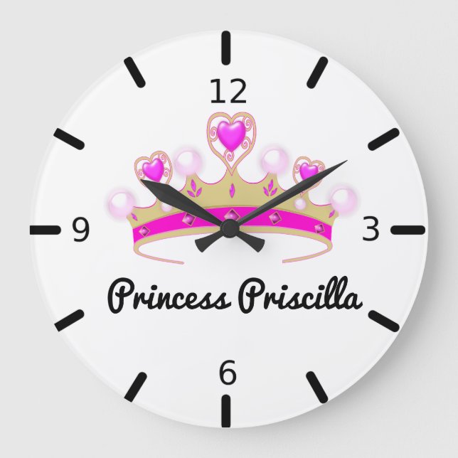 Personalised Princess Tiara Large Clock (Front)