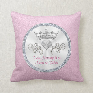 Personalised Princess Tiara Pink Pillow for Girls