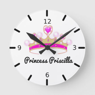 Personalised Princess Tiara Round Clock