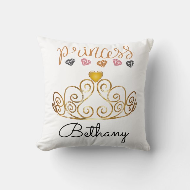 Personalised Princess Tiara Throw Pillow (Front)