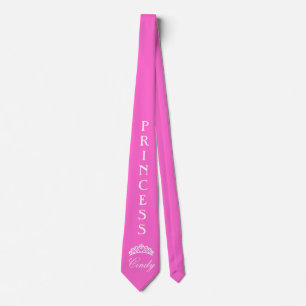 Personalised princess tie in pink with name