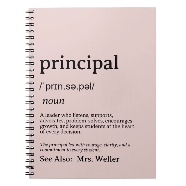 Personalised Principal Definition Leadership Notebook (Front)