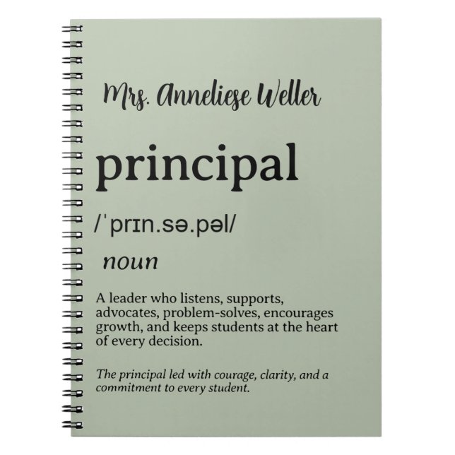 Personalised Principal Definition Notebook (Front)
