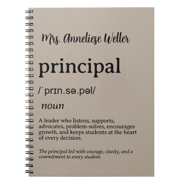 Personalised Principal Definition Notebook (Front)