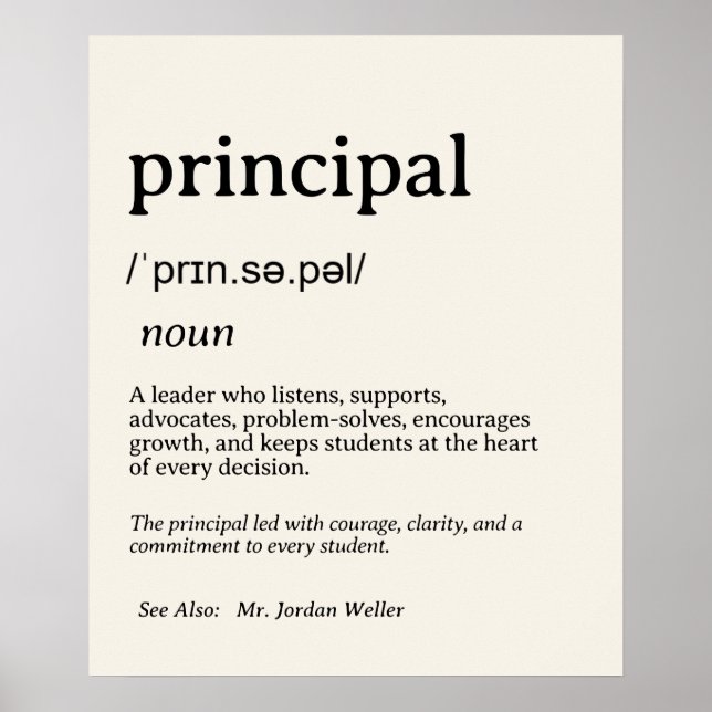 Personalised Principal Definition Poster (Front)