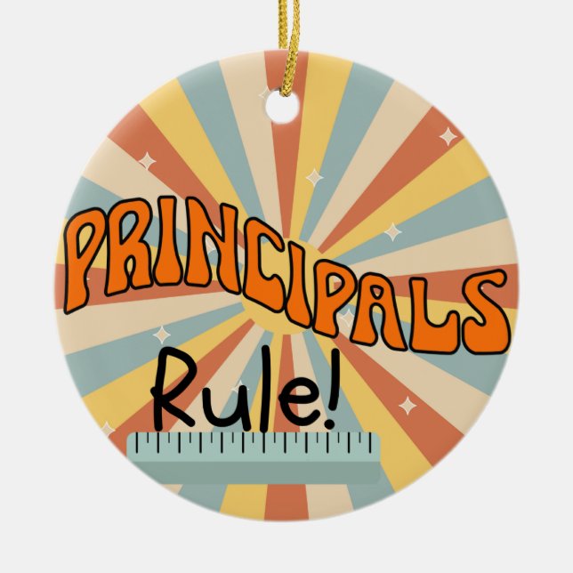 Personalised Principals Rule Gift Christmas Ceramic Ornament (Front)