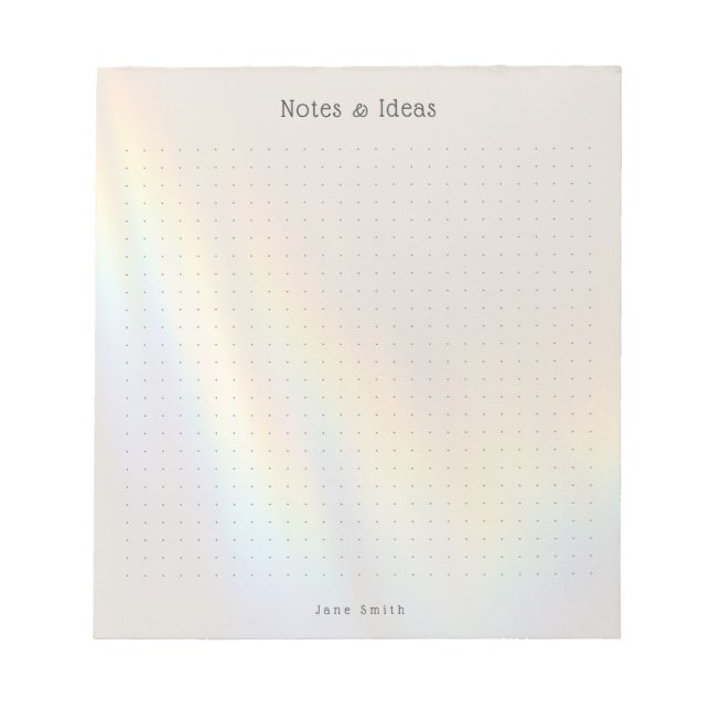 Personalised prism rainbow aesthetic dot Grid Notepad (Front)
