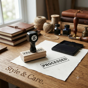 Personalised PROCESSED Label Wood Art Rubber Stamp