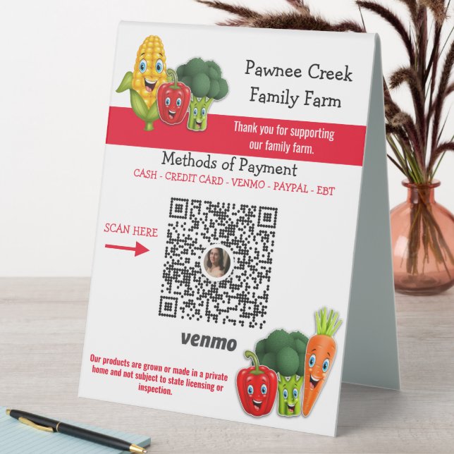 Personalised Produce Stand Venmo Pay Here Sign (In SItu (Table))