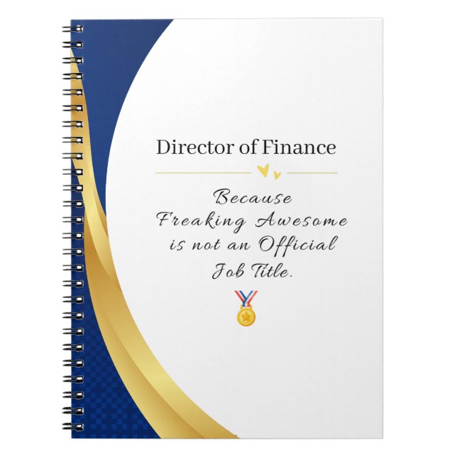 Personalised Profession – Elegant Gold & Blue  Notebook (Front)