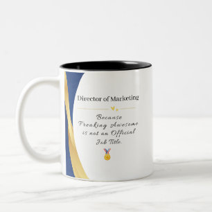 Personalised Profession – Elegant Gold & Blue  Two-Tone Coffee Mug