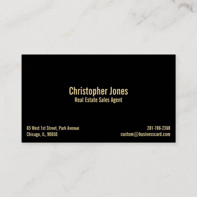 Personalised Professional Elegant Black Faux Gold Business Card (Front)