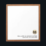 Personalised Professional Luxury Branded Notepad<br><div class="desc">Elevate your professional image with this luxurious personalised notepad. The brushed gold monogram emblem with your company name and speciality, framed in sable leather print, exudes sophistication and professionalism. The classic black typography on a white background provides a sleek and modern look. Perfect for taking notes, writing memos, or as...</div>