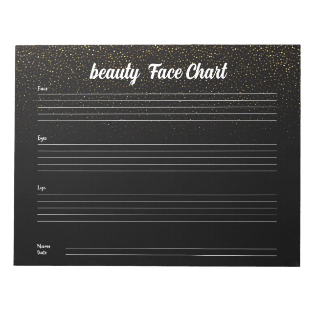 Personalised professional Makeup Face Chart Notepad (Front)