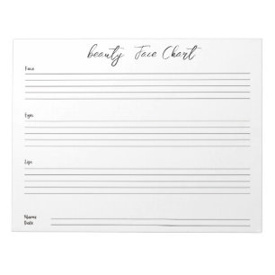 Personalised professional Makeup Face Chart Notepad