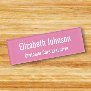 Personalised Professional Plain Pink Magnetic ID Name Tag