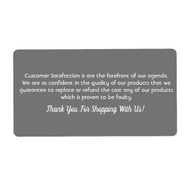 Personalised Professional Product Business Labels (Front)