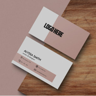 Personalised Professional Rose Pink Elegant Logo Business Card