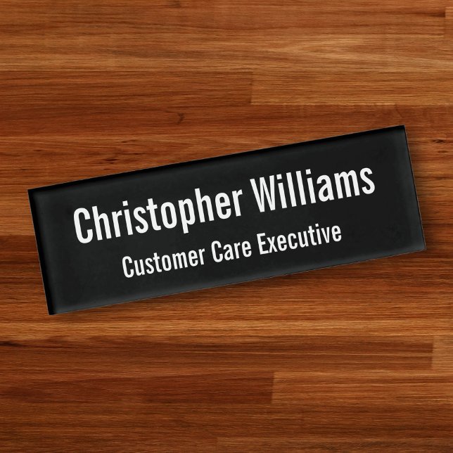 Personalised Professional Simple Black Magnetic Name Tag (Personalized Professional Simple Black Magnetic Name Tag)