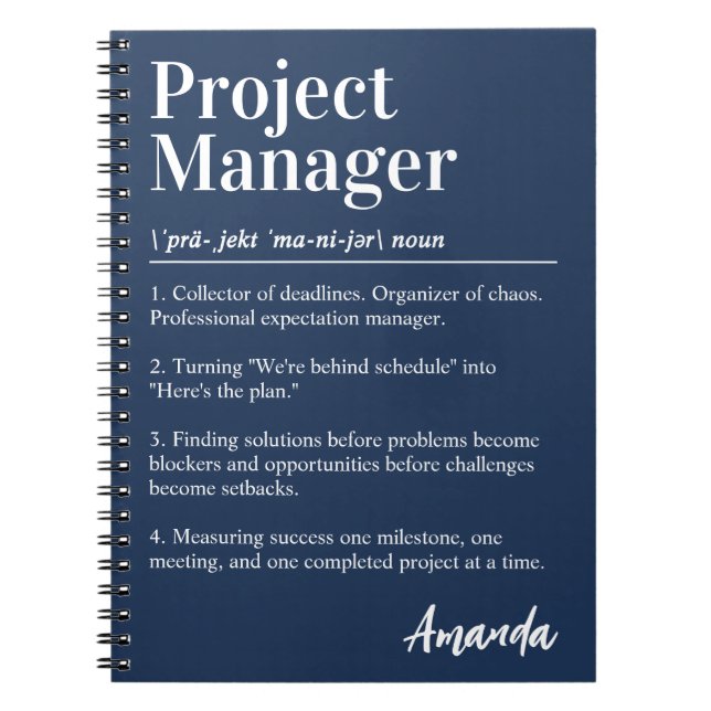 Personalised Project Manager Dictionary Definition Notebook (Front)