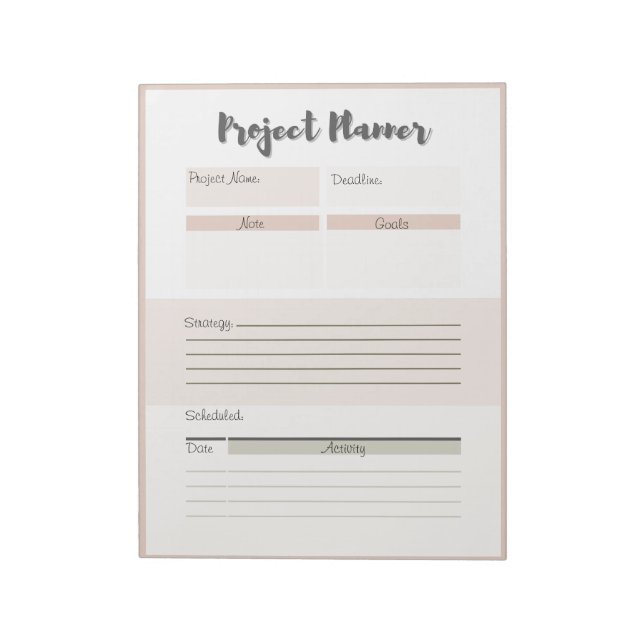 Personalised Project Planner Notepad (Rotated)