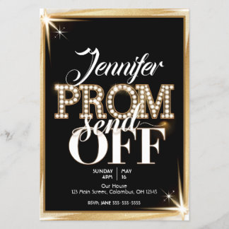 Personalised PROM SEND-OFF Elegant Black and Gold Flyer