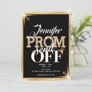 Personalised PROM SEND-OFF Elegant Black and Gold Invitation