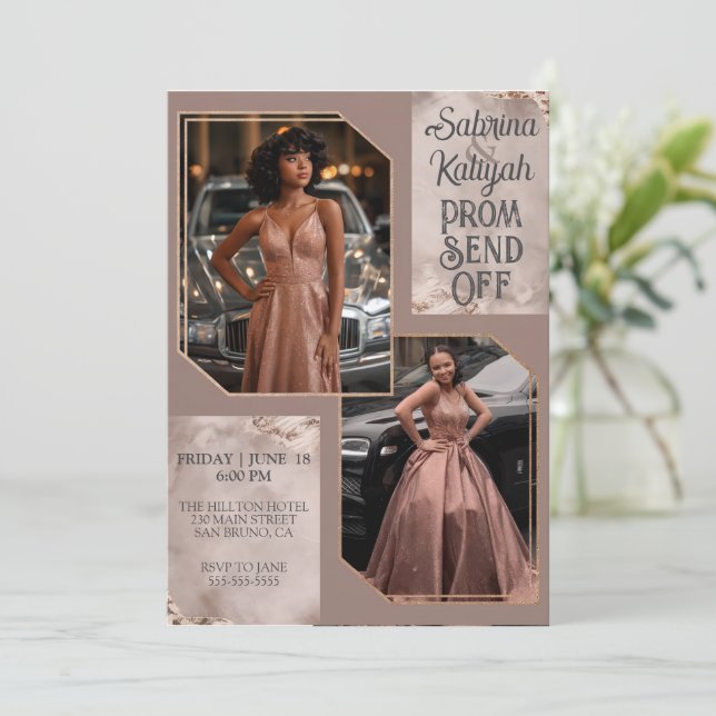 Personalised Prom Send Off Graduation Couple Photo Invitation (Standing Front)