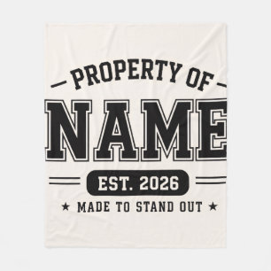 Personalised Property Of Name – Varsity Style Cust Fleece Blanket