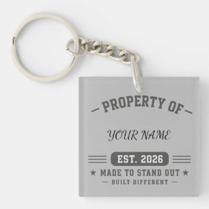 Personalised Property Of Name – Varsity Style Cust Key Ring